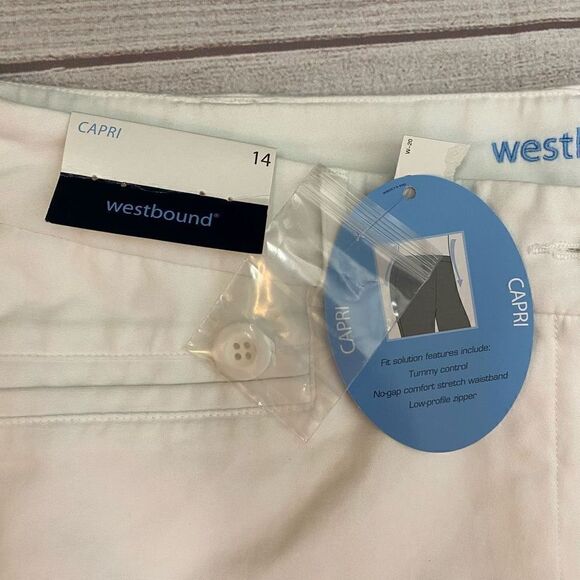 westbound new with tags cotton blend stretch capri pants white sz 14 women - Picture 6 of 11